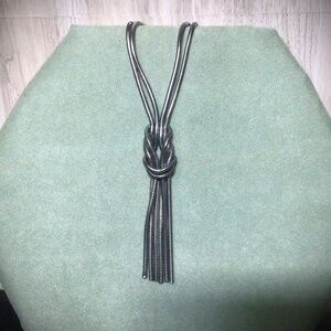 BCB Generation Long Silver Tone, Fixed Knot, Double Cable Strand Necklace